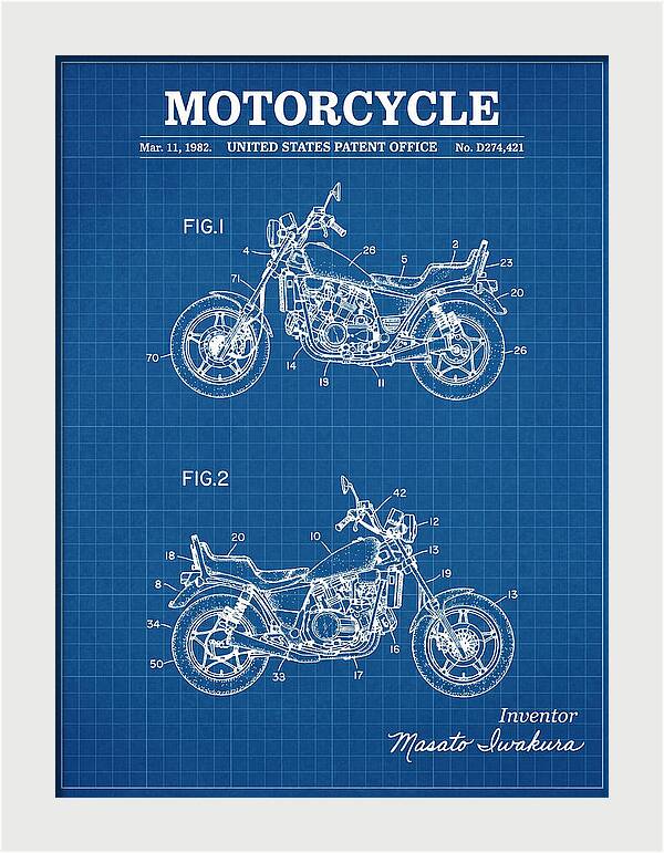 Motorcycle Blueprint Patent Usd274421s