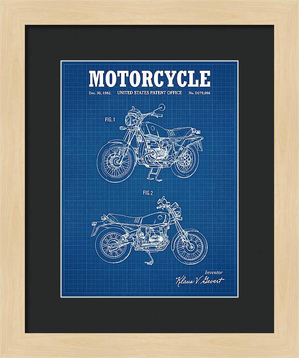 Motorcycle Bmw R Series Blueprint Patent Usd279086s