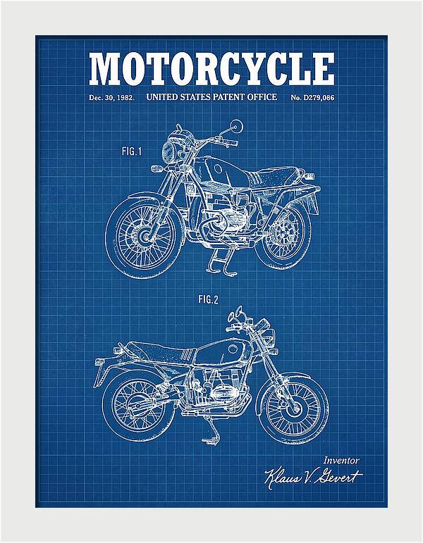 Motorcycle Bmw R Series Blueprint Patent Usd279086s