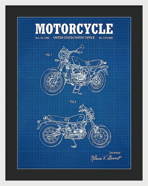 Motorcycle Bmw R Series Blueprint Patent Usd279086s