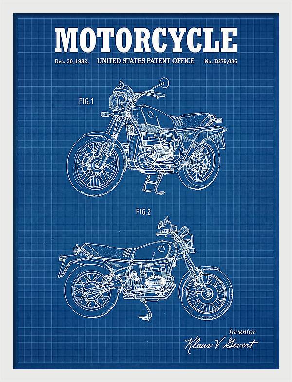 Motorcycle Bmw R Series Blueprint Patent Usd279086s