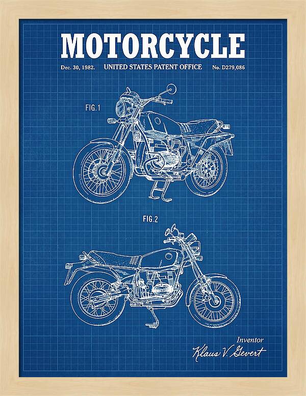 Motorcycle Bmw R Series Blueprint Patent Usd279086s
