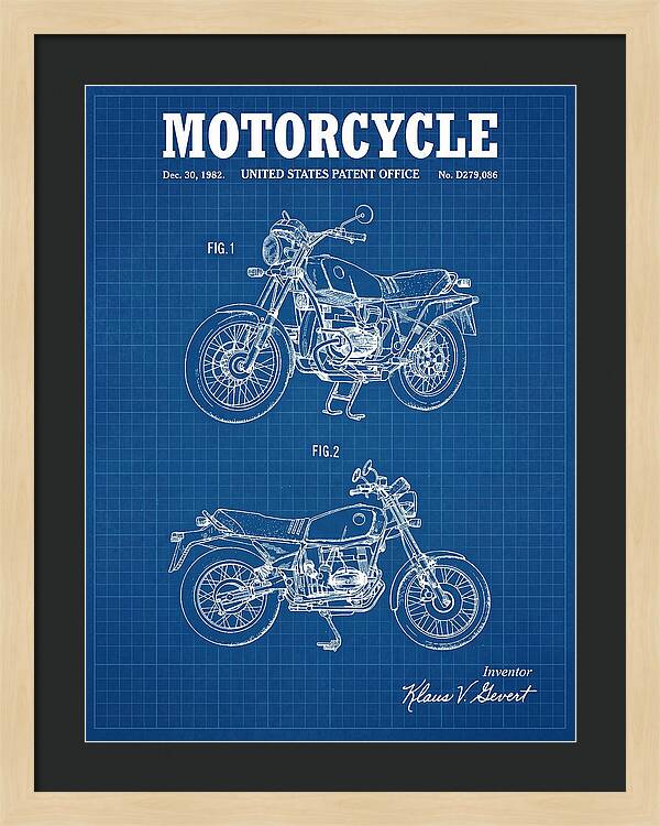 Motorcycle Bmw R Series Blueprint Patent Usd279086s