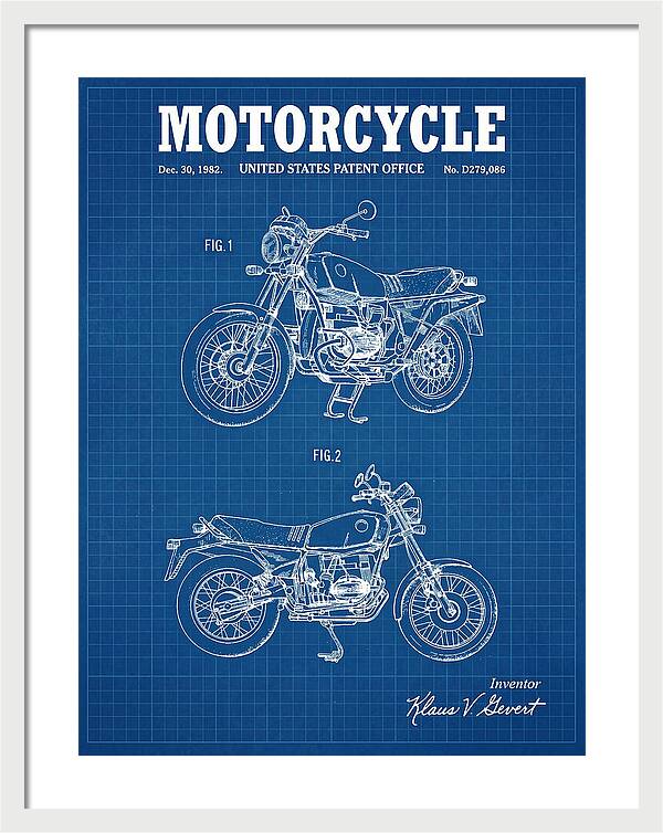 Motorcycle Bmw R Series Blueprint Patent Usd279086s
