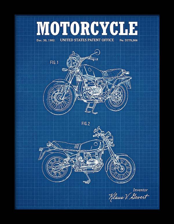 Motorcycle Bmw R Series Blueprint Patent Usd279086s