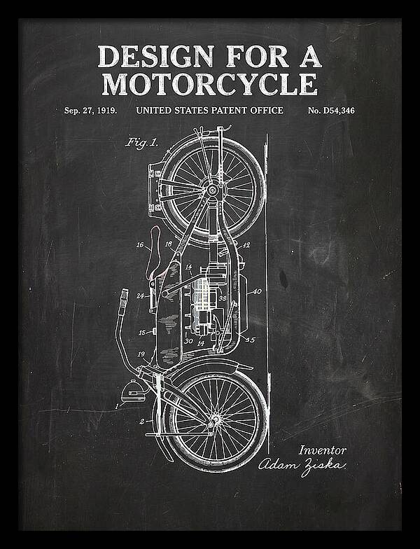 Motorcycle Chalkboard Patent Usd54346s