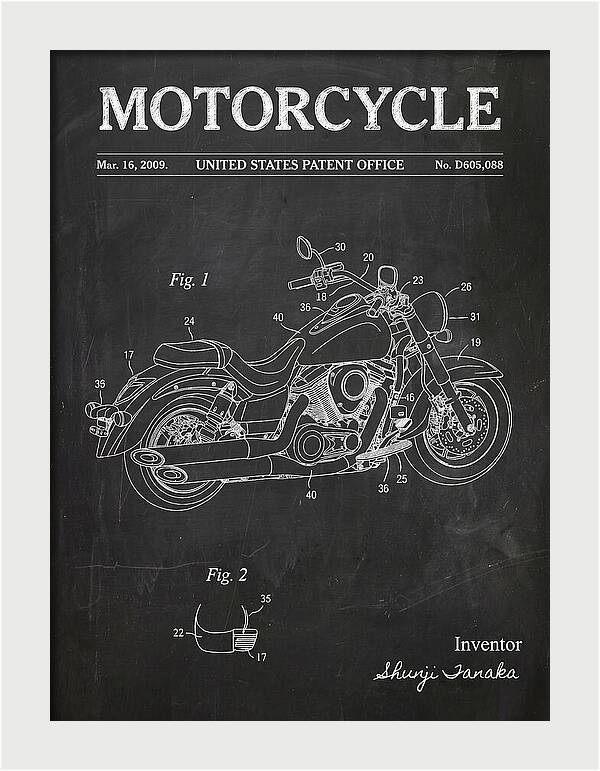 Motorcycle Cruiser Chalkboard Patent Usd605088s1