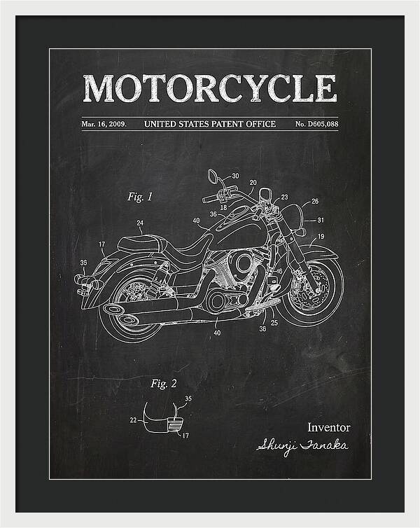 Motorcycle Cruiser Chalkboard Patent Usd605088s1