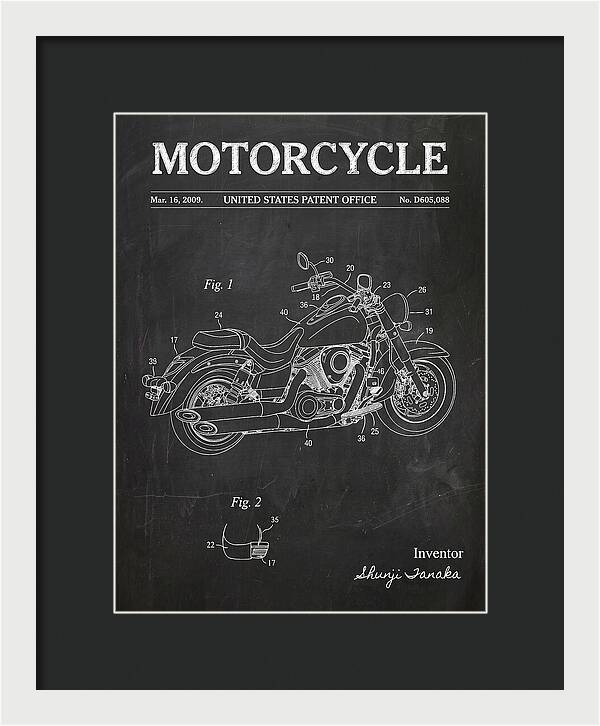 Motorcycle Cruiser Chalkboard Patent Usd605088s1