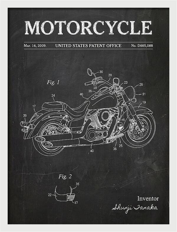 Motorcycle Cruiser Chalkboard Patent Usd605088s1