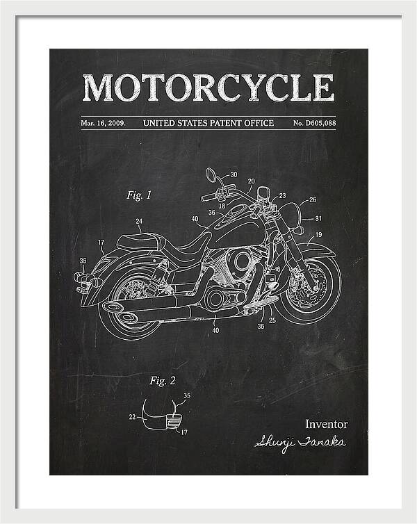 Motorcycle Cruiser Chalkboard Patent Usd605088s1