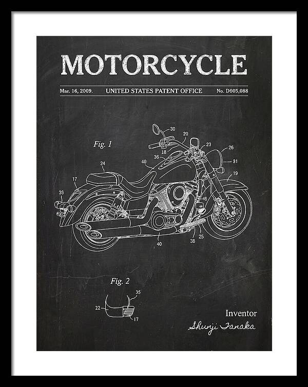 Motorcycle Cruiser Chalkboard Patent Usd605088s1