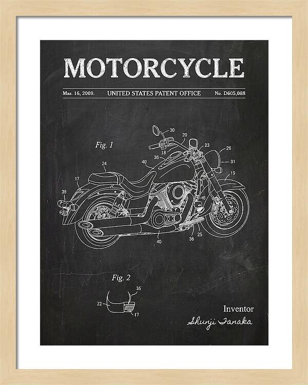 Motorcycle Cruiser Chalkboard Patent Usd605088s1