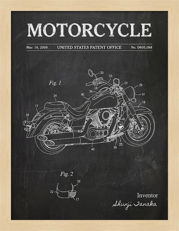 Motorcycle Cruiser Chalkboard Patent Usd605088s1