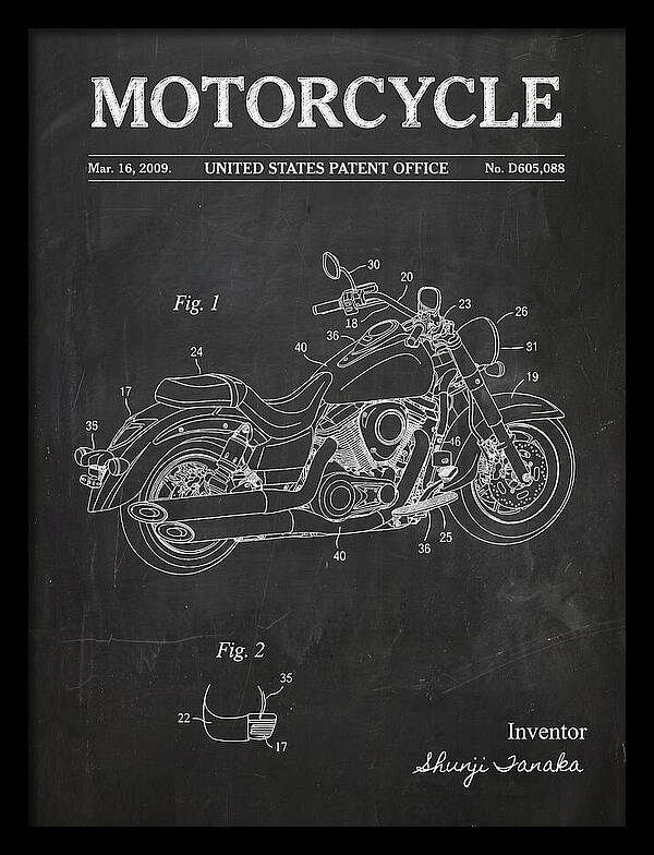 Motorcycle Cruiser Chalkboard Patent Usd605088s1