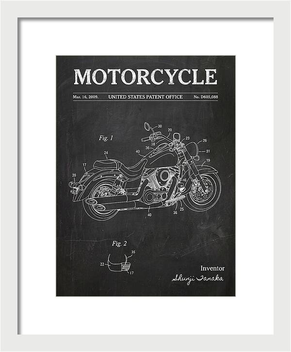 Motorcycle Cruiser Chalkboard Patent Usd605088s1