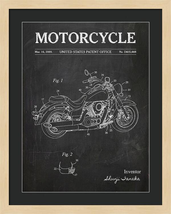 Motorcycle Cruiser Chalkboard Patent Usd605088s1