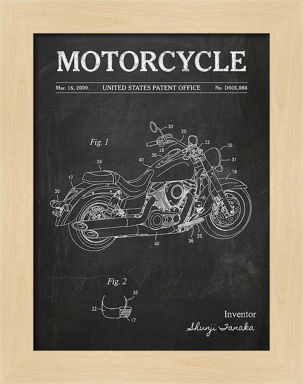 Motorcycle Cruiser Chalkboard Patent Usd605088s1