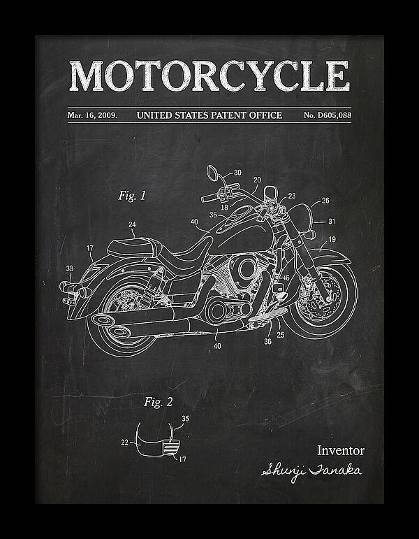 Motorcycle Cruiser Chalkboard Patent Usd605088s1