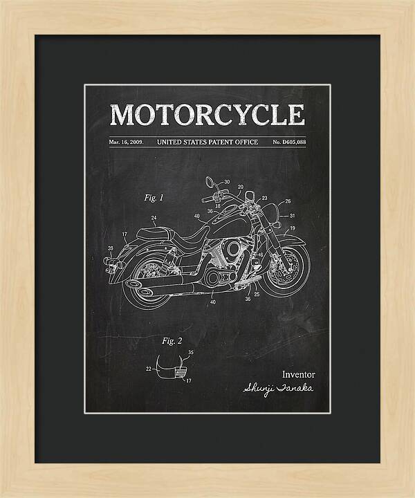 Motorcycle Cruiser Chalkboard Patent Usd605088s1