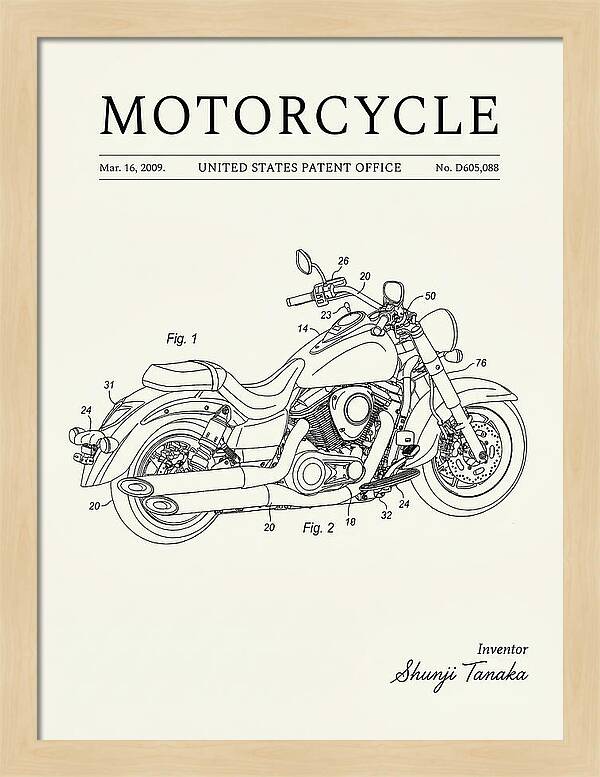 Motorcycle Cruiser Minimalist Patent Usd605088s1