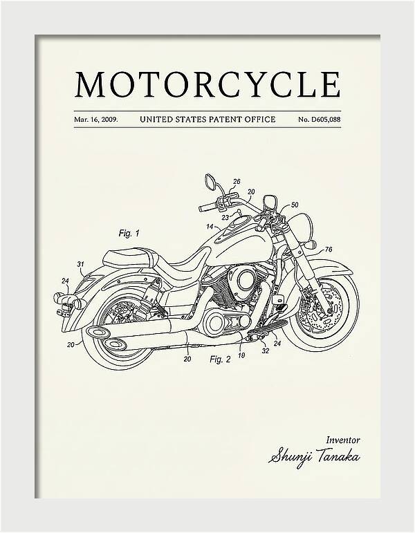 Motorcycle Cruiser Minimalist Patent Usd605088s1