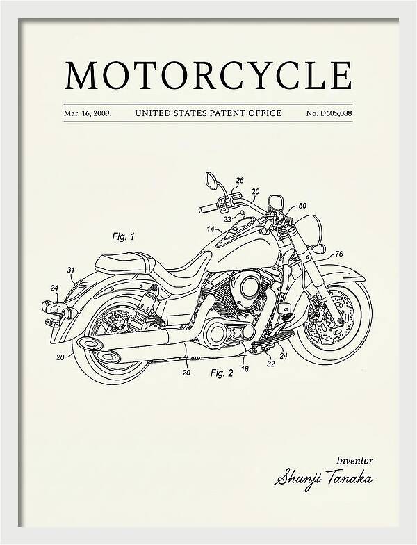 Motorcycle Cruiser Minimalist Patent Usd605088s1