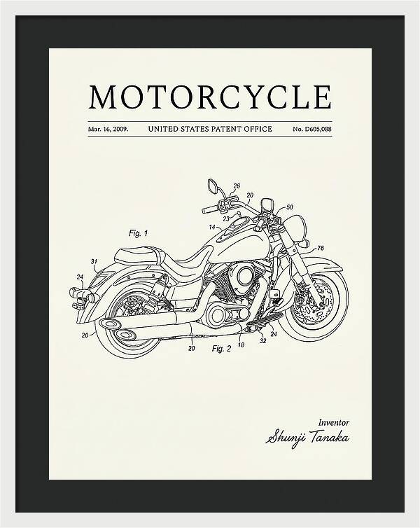 Motorcycle Cruiser Minimalist Patent Usd605088s1