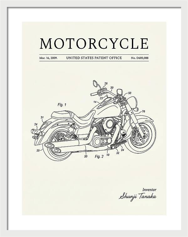 Motorcycle Cruiser Minimalist Patent Usd605088s1