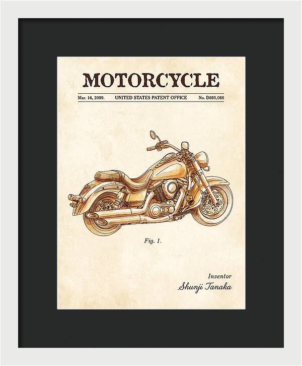 Motorcycle Cruiser Watercolor Patent Usd605088s1