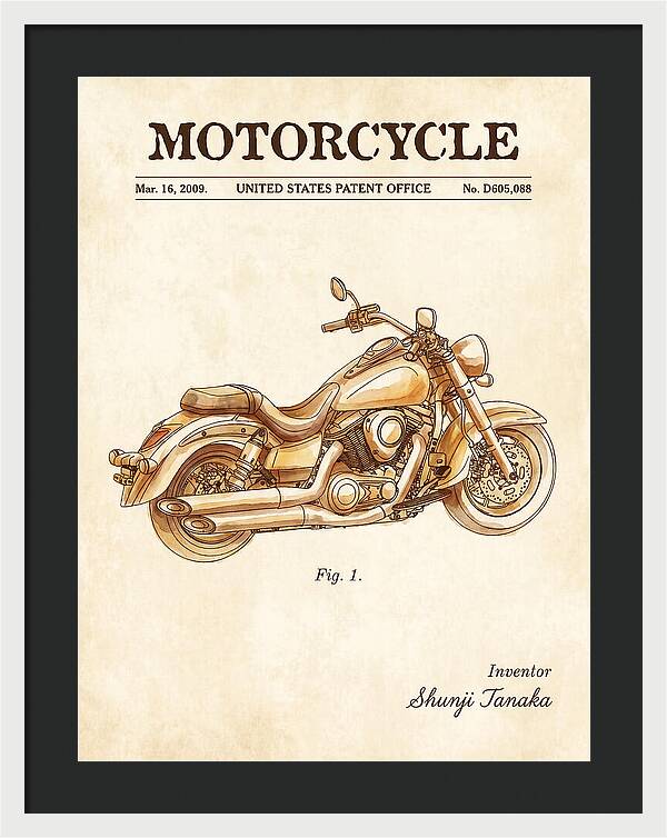 Motorcycle Cruiser Watercolor Patent Usd605088s1