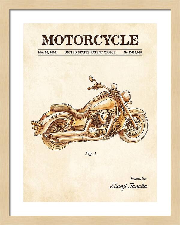 Motorcycle Cruiser Watercolor Patent Usd605088s1