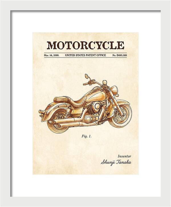 Motorcycle Cruiser Watercolor Patent Usd605088s1