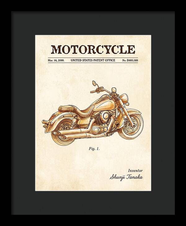 Motorcycle Cruiser Watercolor Patent Usd605088s1