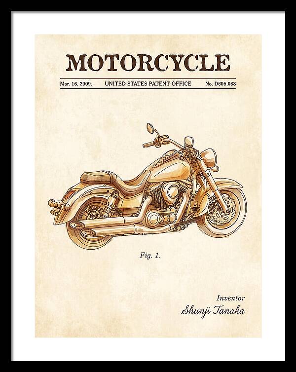 Motorcycle Cruiser Watercolor Patent Usd605088s1