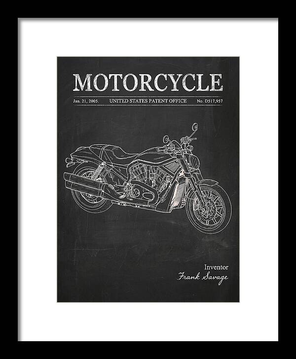Motorcycle Harley V Rod Chalkboard Patent Usd517957s1