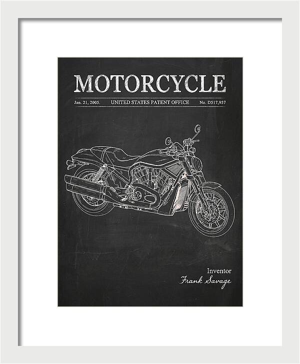 Motorcycle Harley V Rod Chalkboard Patent Usd517957s1
