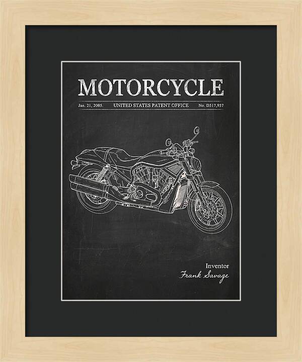 Motorcycle Harley V Rod Chalkboard Patent Usd517957s1