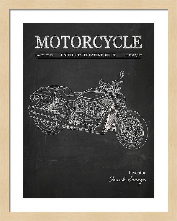 Motorcycle Harley V Rod Chalkboard Patent Usd517957s1