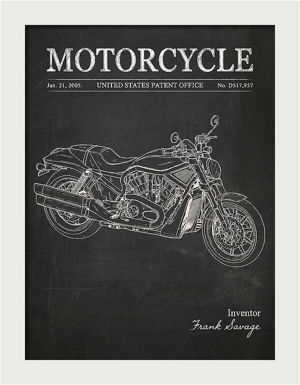 Motorcycle Harley V Rod Chalkboard Patent Usd517957s1