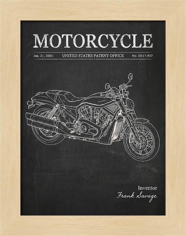 Motorcycle Harley V Rod Chalkboard Patent Usd517957s1