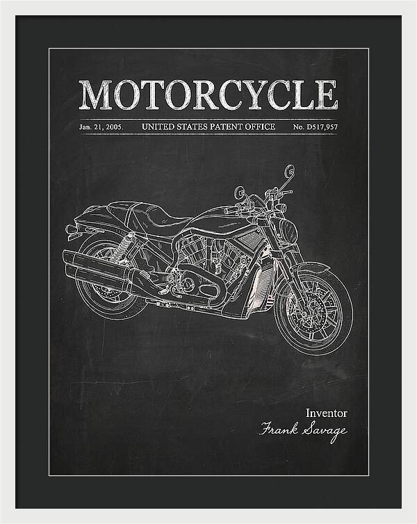 Motorcycle Harley V Rod Chalkboard Patent Usd517957s1