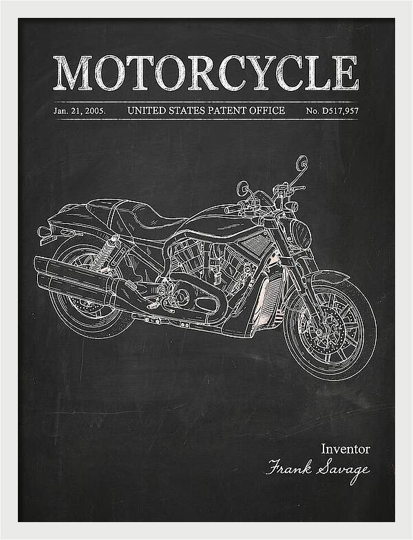 Motorcycle Harley V Rod Chalkboard Patent Usd517957s1