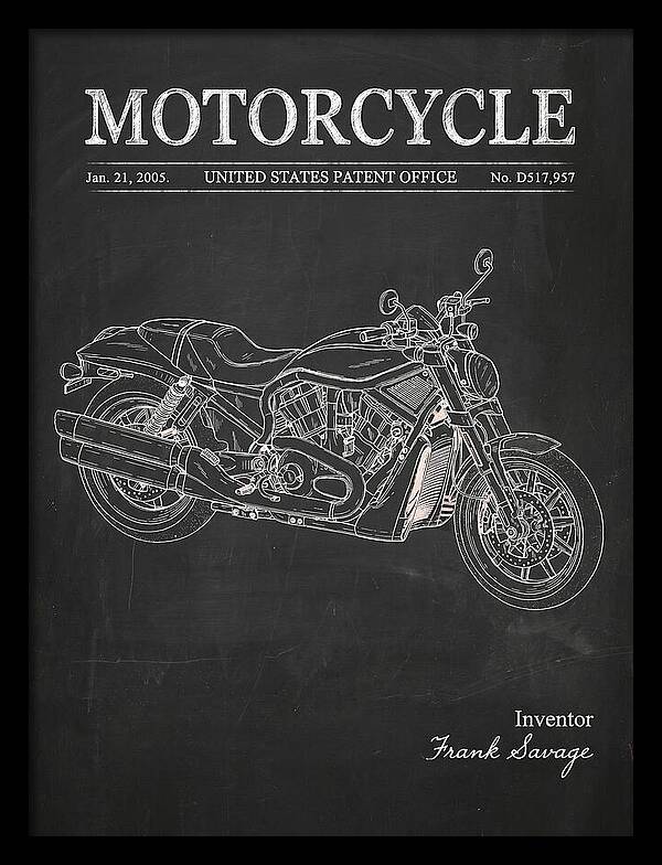 Motorcycle Harley V Rod Chalkboard Patent Usd517957s1
