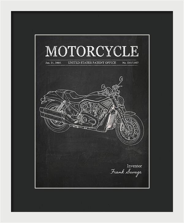 Motorcycle Harley V Rod Chalkboard Patent Usd517957s1