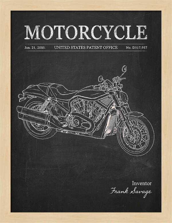 Motorcycle Harley V Rod Chalkboard Patent Usd517957s1