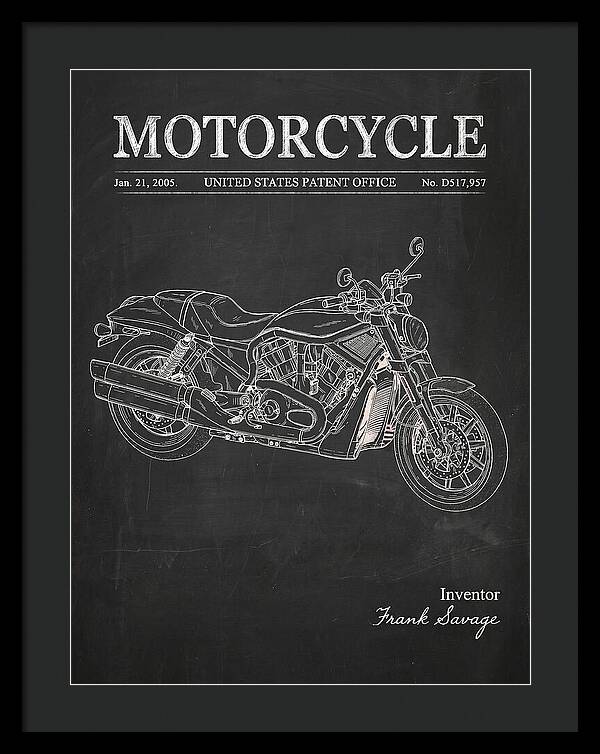 Motorcycle Harley V Rod Chalkboard Patent Usd517957s1