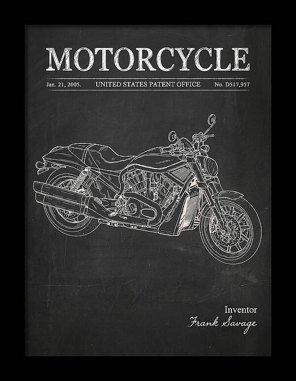 Motorcycle Harley V Rod Chalkboard Patent Usd517957s1