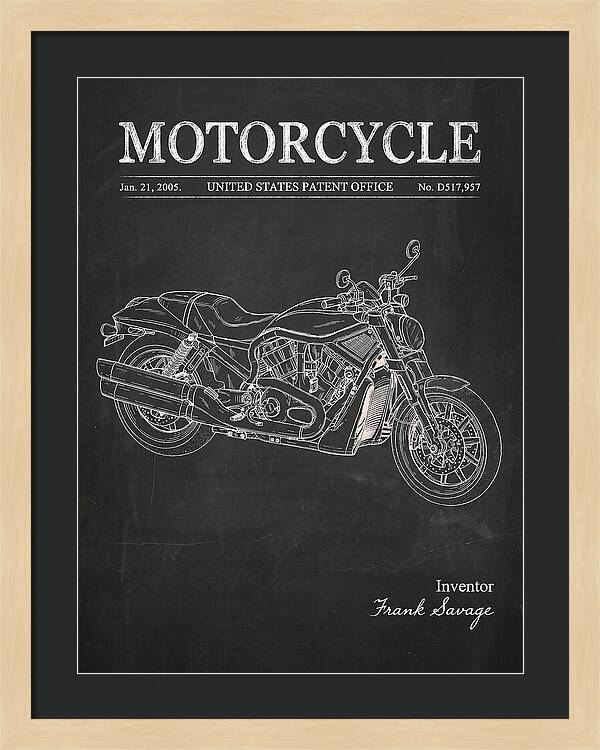 Motorcycle Harley V Rod Chalkboard Patent Usd517957s1
