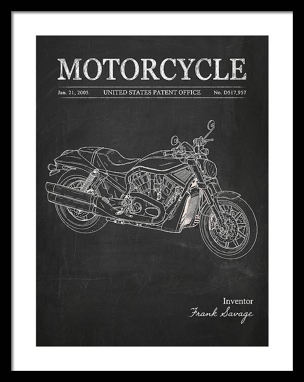 Motorcycle Harley V Rod Chalkboard Patent Usd517957s1